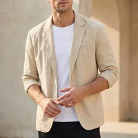 Men’s Cotton Blazer – Lightweight Black Summer Business Jacket