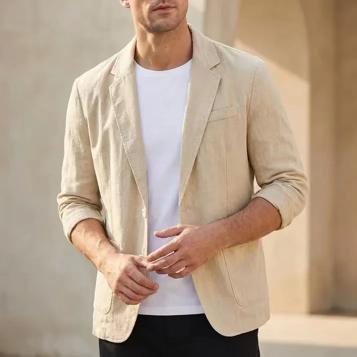 Men’s Cotton Blazer – Lightweight Black Summer Business Jacket