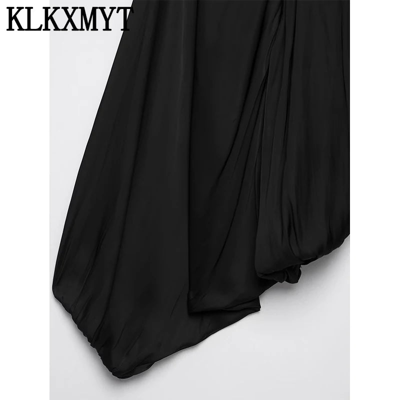 Women’s Cropped Satin Bomber Jacket – Black Zip-Up Streetwear Coat