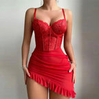 Lace Transparent Mini Dress – Women’s Sleeveless Summer Party Dress