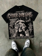 Men’s Statue of Liberty Graphic T-Shirt – Gothic Streetwear Cotton Tee