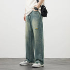 Men’s Vintage Ripped Baggy Jeans – Distressed Straight Leg Denim Pants
