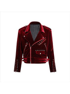 Men’s Velvet Moto Jacket – Short Zip-Up Luxury Biker Outerwear