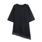 Lace Hem Loose T-Shirt – Women’s Casual Summer Top