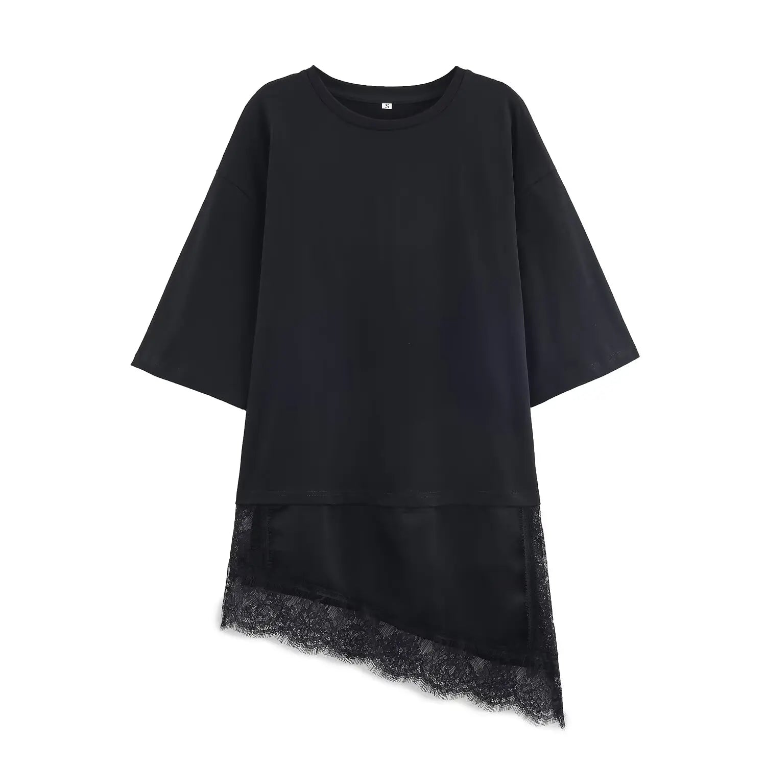Lace Hem Loose T-Shirt – Women’s Casual Summer Top