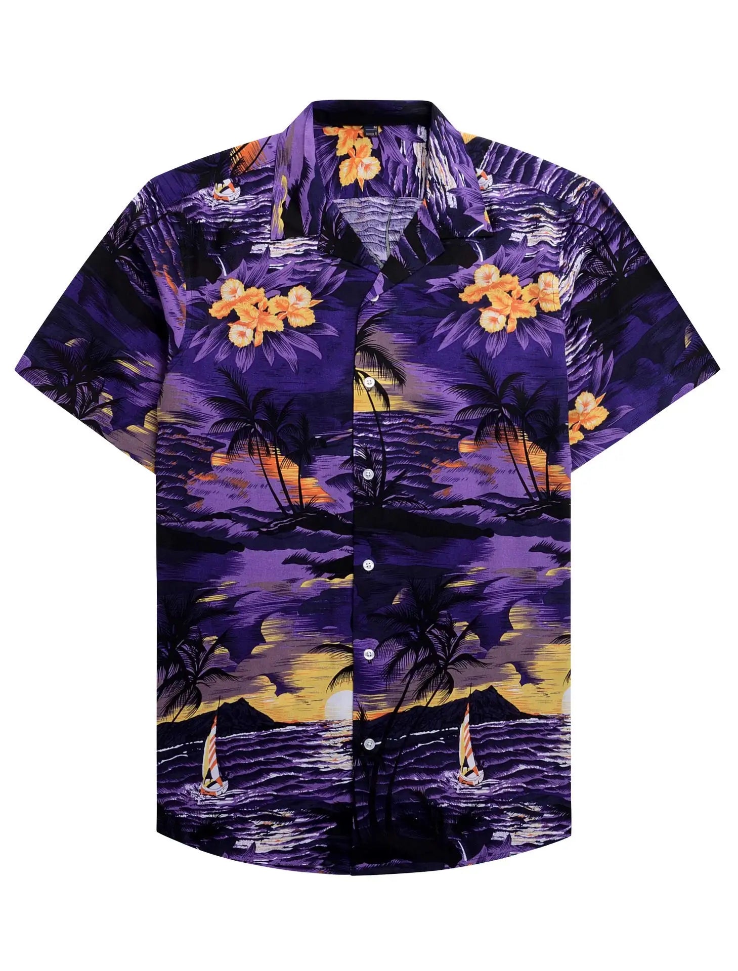 Unisex 3D Tropical Hawaiian Shirt – Colorful Plant Print Short Sleeve Top