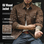 Men’s Retro Waxed Canvas Jacket – Waterproof Khaki Hunting Work Coat