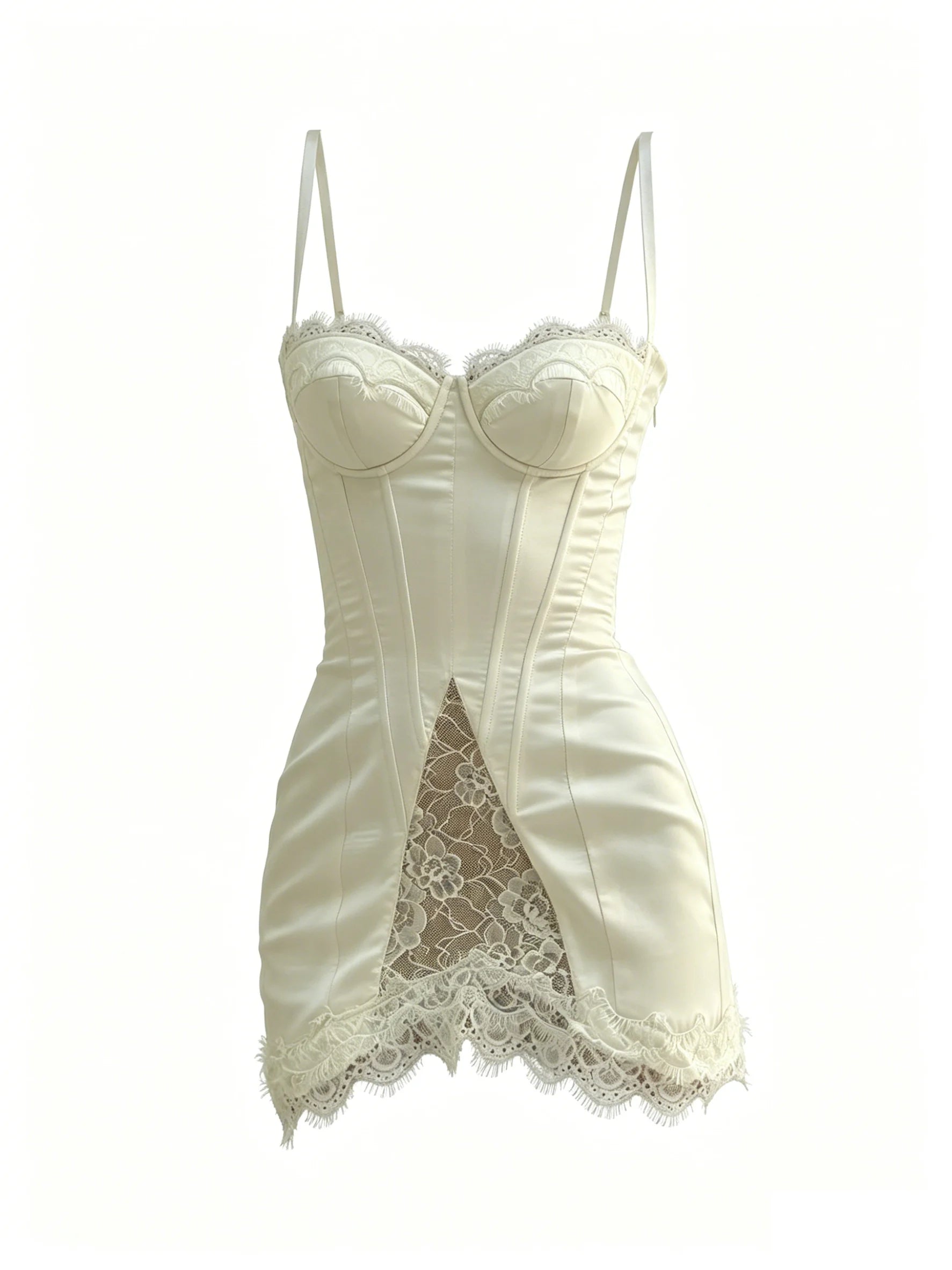 French Lace Halter Mini Dress – Women’s Slim Fit Satin Summer Dress