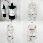 Lace Patchwork Camisole Top – Women’s Summer Lace-Up Sleeveless Top