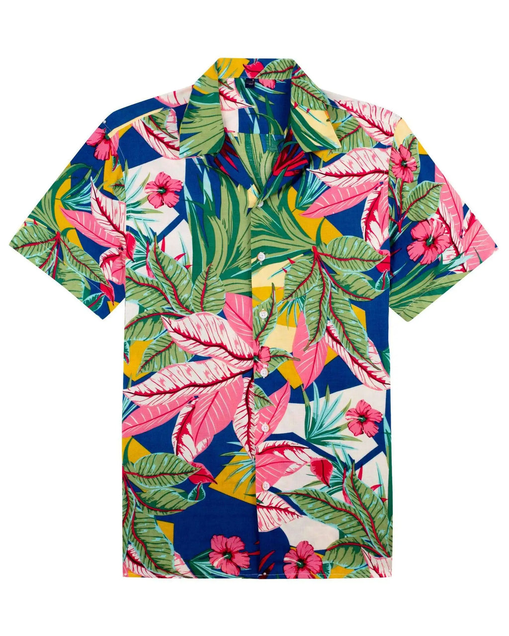 Unisex 3D Tropical Hawaiian Shirt – Colorful Plant Print Short Sleeve Top