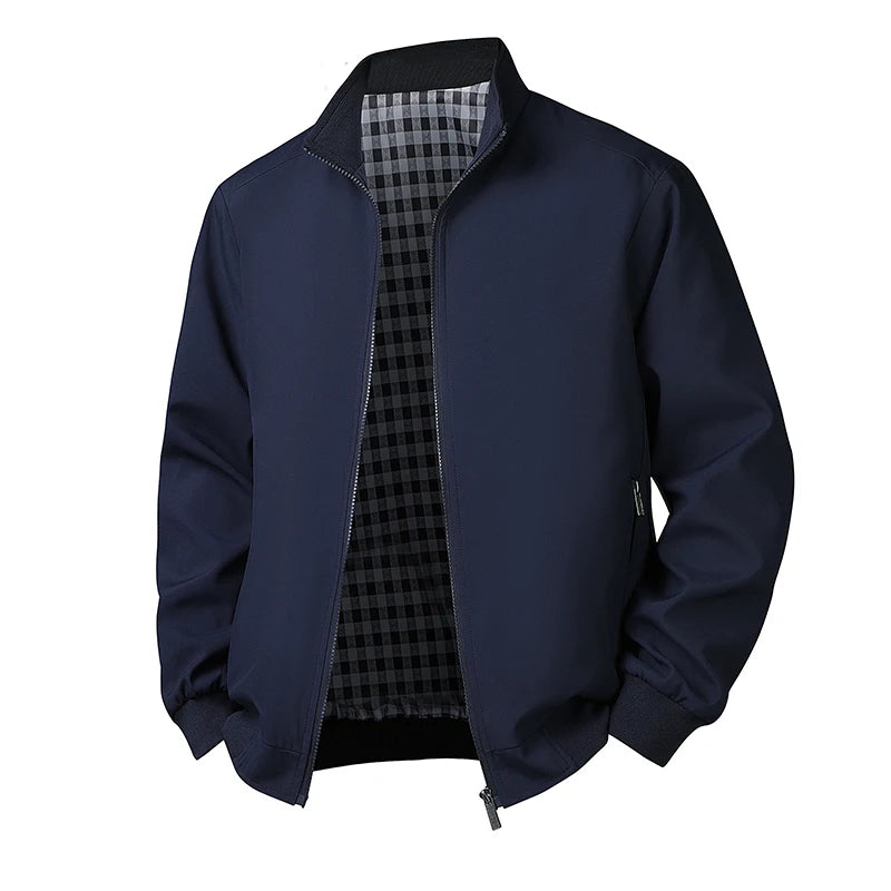 Men’s Plus Size Stand Collar Windbreaker – Casual Lightweight Jacket