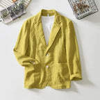Men’s Cotton Blazer – Lightweight Black Summer Business Jacket