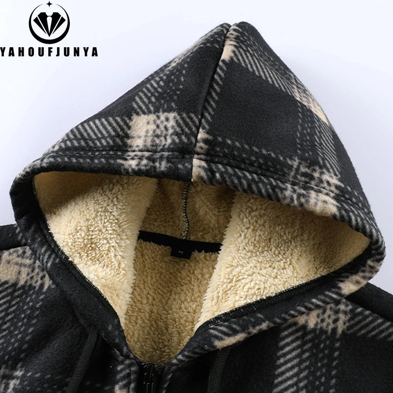 Men’s Fleece Hooded Windbreaker – Warm Casual Outdoor Jacket