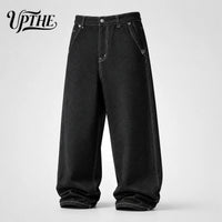 Men’s Black Baggy Wide Leg Jeans – Oversized Streetwear Denim Pants