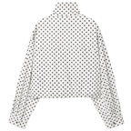 Polka Dot Bomber Jacket – Women’s Oversized Zip Up Outerwear