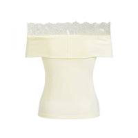 Lace Shoulder Trim Top – Women’s Summer Short Sleeve Shirt