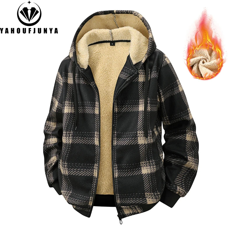 Men’s Fleece Hooded Windbreaker – Warm Casual Outdoor Jacket