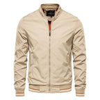 Men’s Solid Color Bomber Jacket – Slim Fit Casual Baseball Outerwear