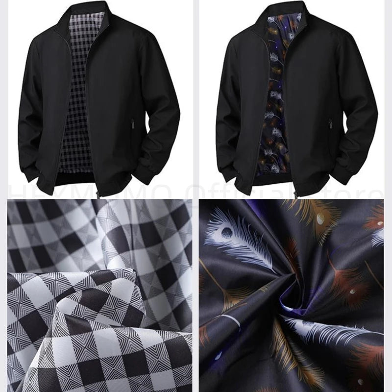 Men’s Plus Size Stand Collar Windbreaker – Casual Lightweight Jacket