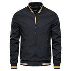 Men’s Solid Color Bomber Jacket – Slim Fit Casual Baseball Outerwear