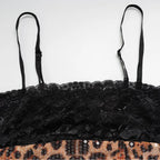 Leopard Lace Sequin Slip Dress – Women’s Backless Slim Party Dress