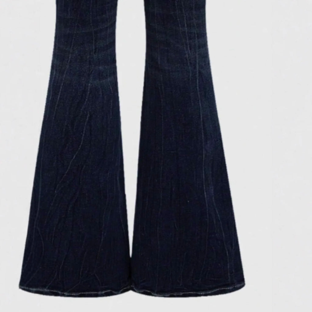Women’s Vintage Flare Jeans – Embroidered Rhinestone Bootcut Denim Pants