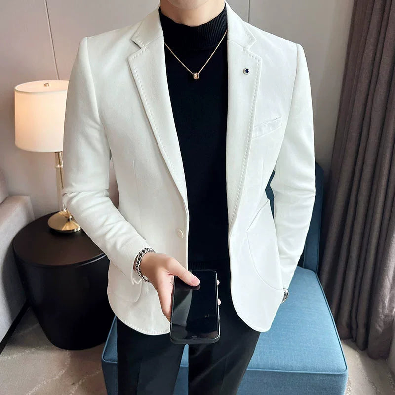 Men’s Slim Fit Velvet Blazer – Elegant Business & Wedding Suit Jacket