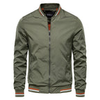 Men’s Solid Color Bomber Jacket – Slim Fit Casual Baseball Outerwear