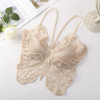 Sexy Butterfly Lace Backless Crop Top