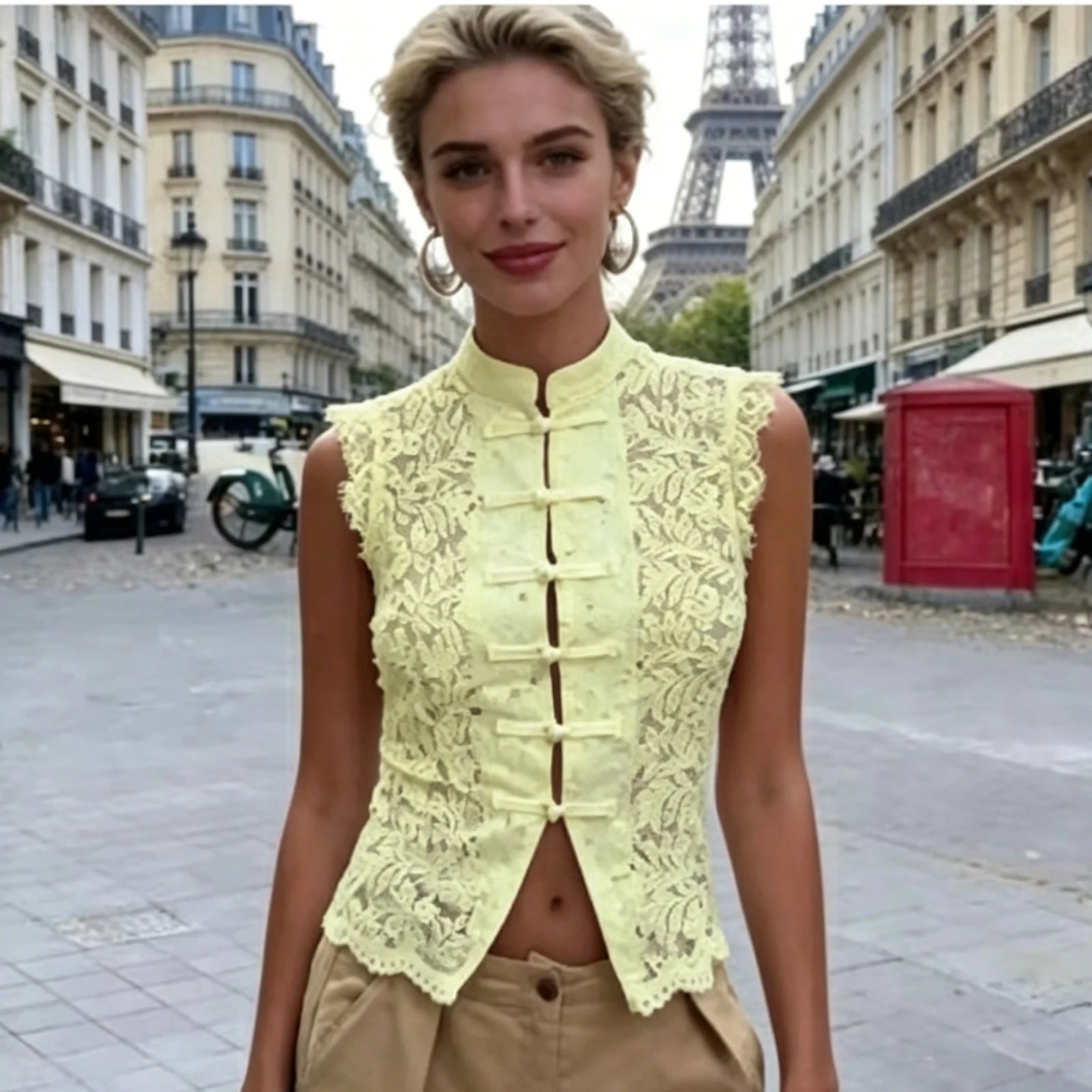 Lace Crop Vest – Women’s Sleeveless Summer Top