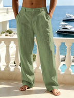 Men’s Breathable Linen Wide Leg Pants – Lightweight Summer Vacation Trousers
