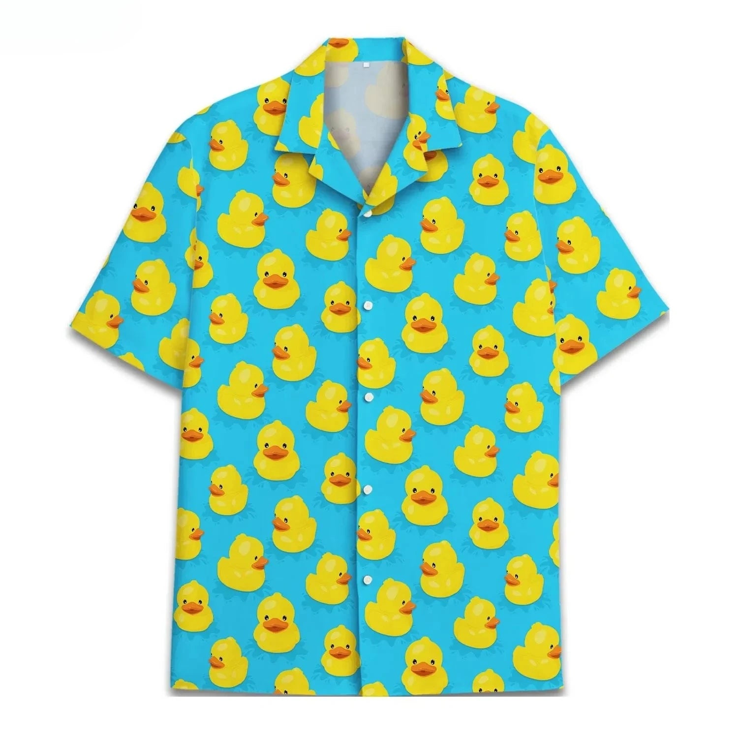 Men’s Neon Rubber Duck Hawaiian Shirt – Fun Printed Short Sleeve Button-Up