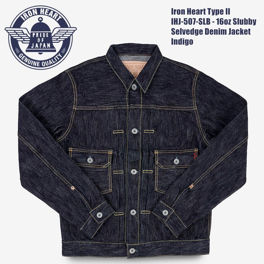 Iron Heart Type II 16oz Indigo Selvedge Denim Jacket – Rope-Dyed Vintage Workwear