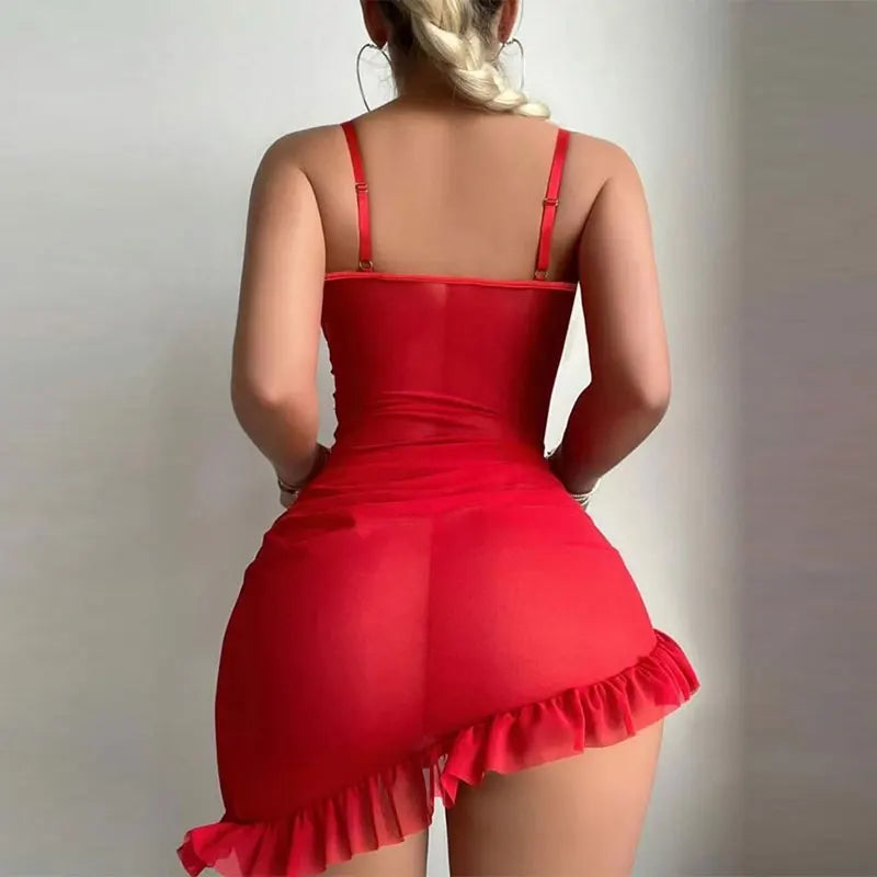 Lace Transparent Mini Dress – Women’s Sleeveless Summer Party Dress
