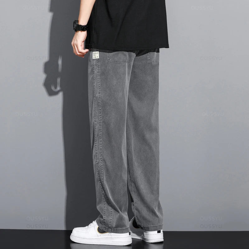 Men’s Lightweight Lyocell Straight Pants – Loose Fit Summer Trousers