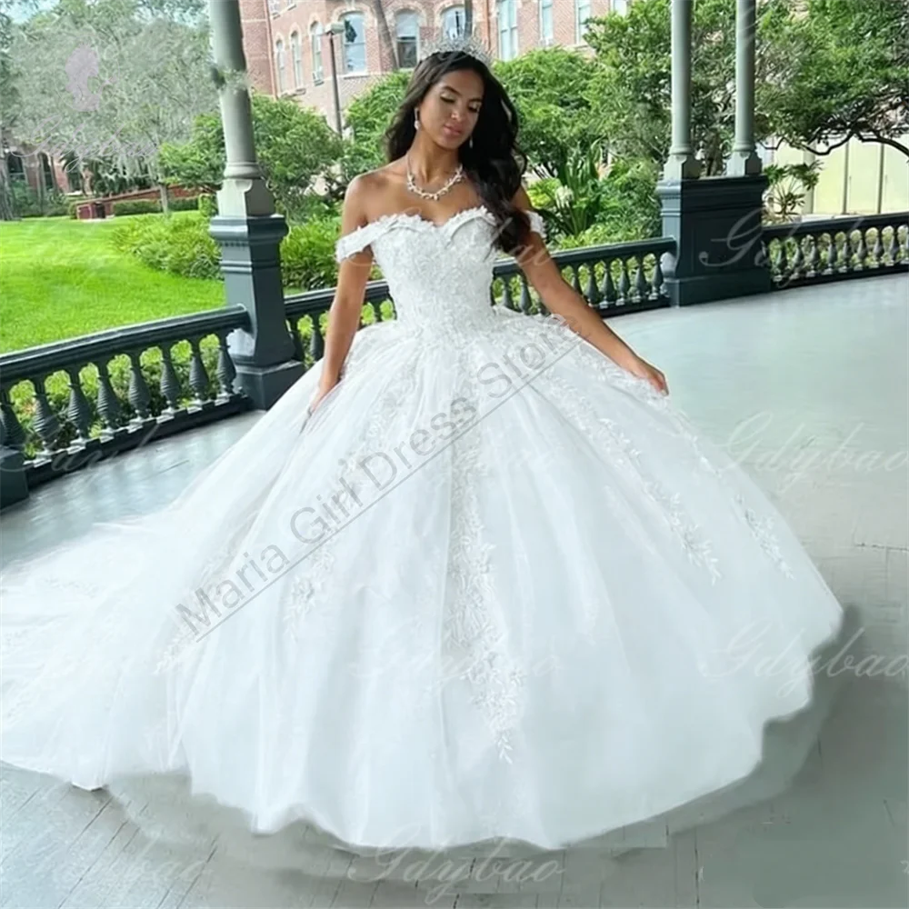 Pink Off Shoulder Tulle Princess Gown – Women’s Lace Formal Party Dress