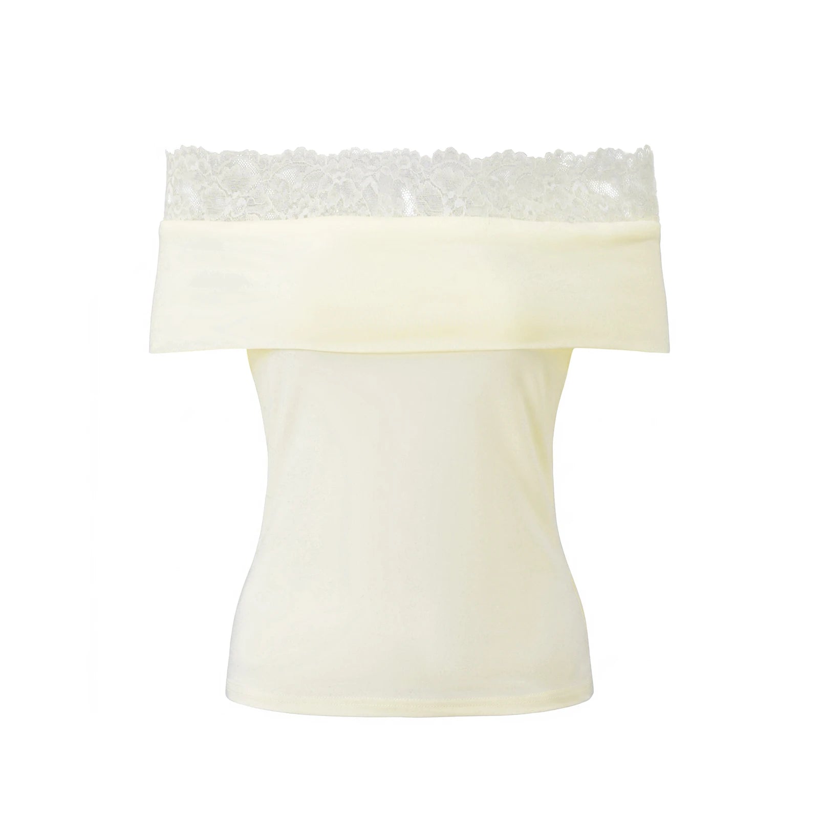 Lace Shoulder Trim Top – Women’s Summer Short Sleeve Shirt