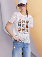 Women’s Vintage Black Lace Graphic Tee