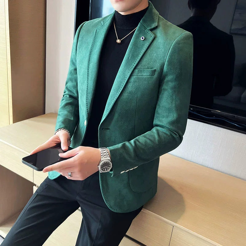 Men’s Slim Fit Velvet Blazer – Elegant Business & Wedding Suit Jacket