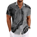 Men’s Vintage Patchwork Printed Shirt – Short Sleeve Tropical Vacation Top