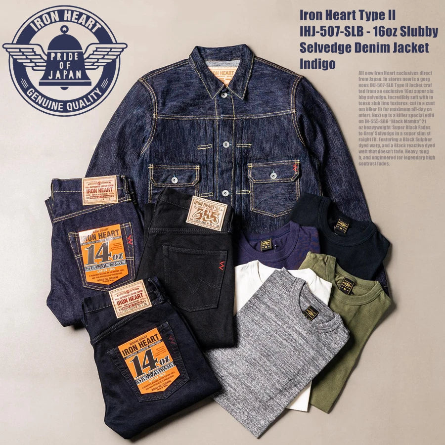 Iron Heart Type II 16oz Indigo Selvedge Denim Jacket – Rope-Dyed Vintage Workwear