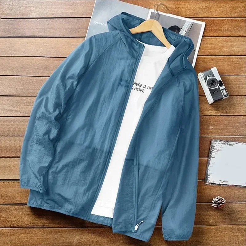 Men’s UV Protection Hooded Jacket – Lightweight Summer Outdoor Coat