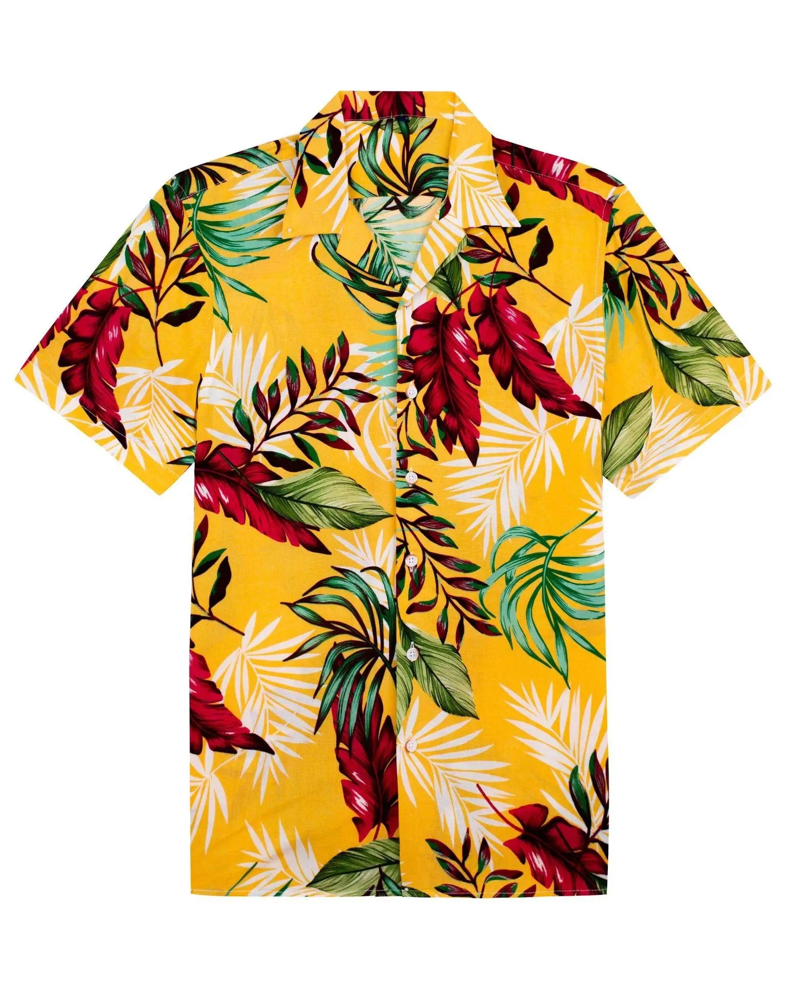 Unisex 3D Tropical Hawaiian Shirt – Colorful Plant Print Short Sleeve Top