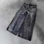 Men’s Leopard Wide Leg Jeans – Loose Straight Streetwear Denim Pants