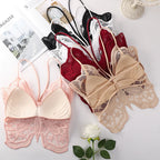 Sexy Butterfly Lace Backless Crop Top