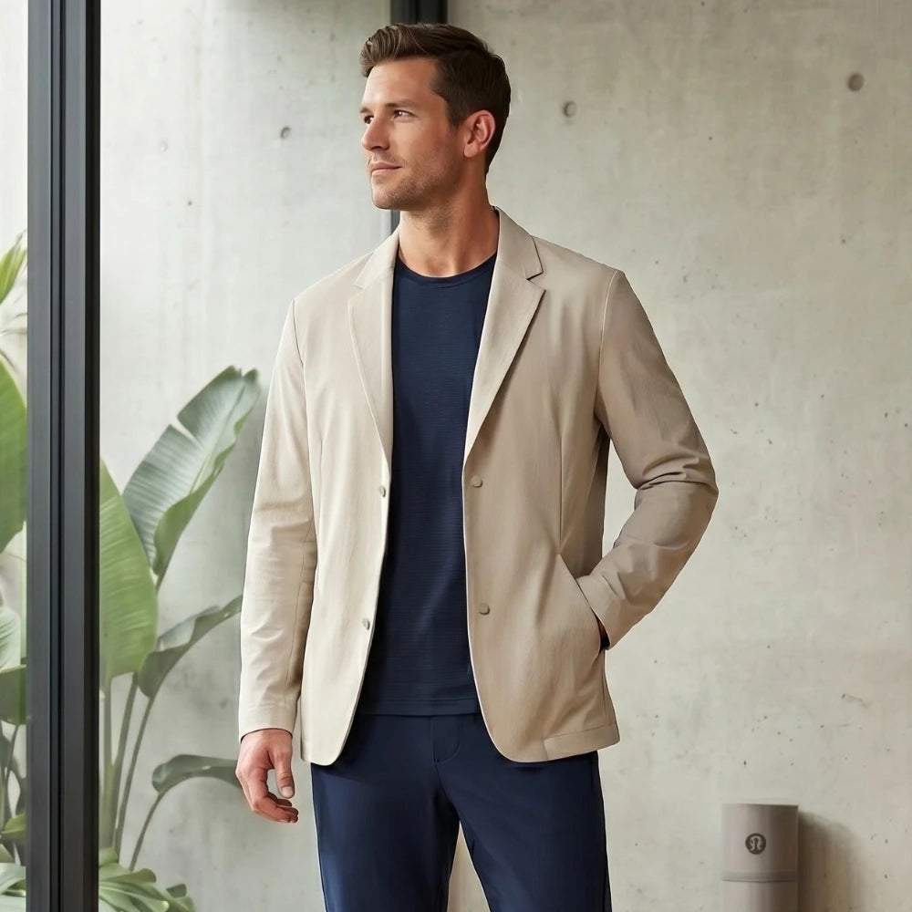 Men’s Tech Stretch Blazer – Lightweight Wrinkle-Resistant Travel Jacket
