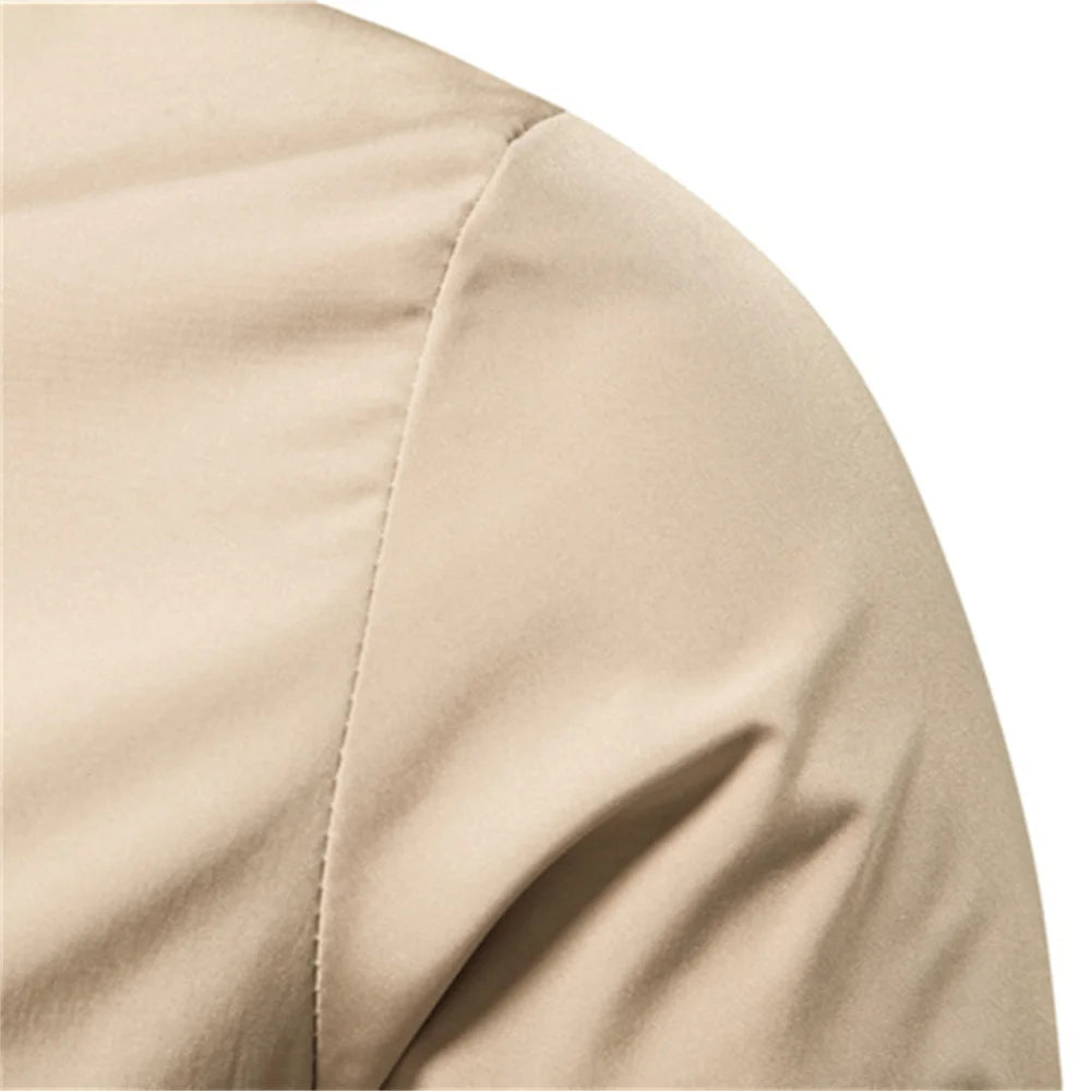 Men’s Solid Color Bomber Jacket – Slim Fit Casual Baseball Outerwear