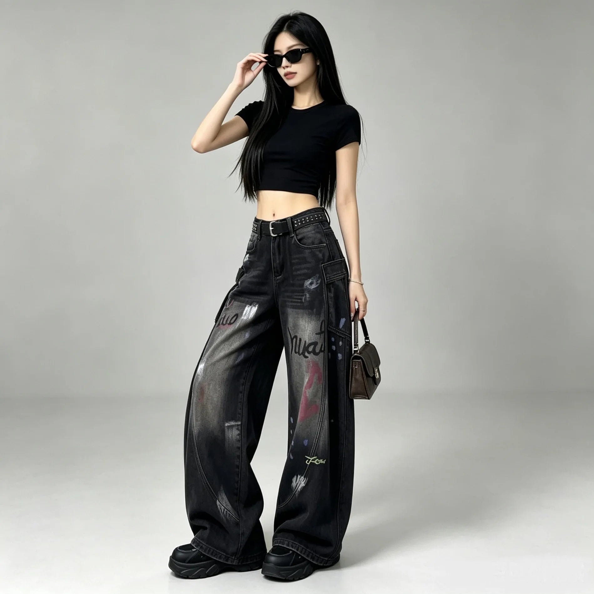 High Waist Wide Leg Denim Jeans – Women’s Loose Fit Autumn Pants