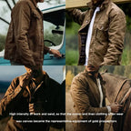 Men’s Retro Waxed Canvas Jacket – Waterproof Khaki Hunting Work Coat