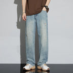Men’s Vintage Ripped Baggy Jeans – Distressed Straight Leg Denim Pants